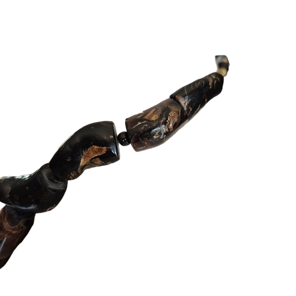 Vintage 70's Rare Black Coral Tube Necklace - Picture 5 of 11